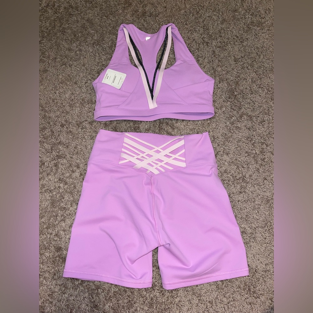 Fabletics Active biker shorts and sports bra. Size-Medium. New with tags.